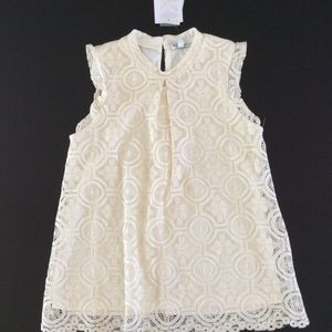 Love Fire Big Girl Lace Mockneck Top Ivory Large